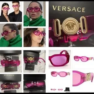 VERSACE UNISEX RECTANGULAR HOT FUSCIA SUNGLASSES WITH SIGNATURE ICON MEDUSA Versace | Accessories | Versace Unisex Rectangular Hot  main image 4